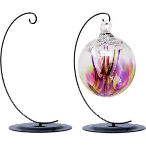 HOHIYA 2 Pcs Ornament Display Stand Holder Hanger 9.5 Inch for Glass Terrarium Air Plant Halloween Christmas Twist Wire Black