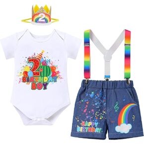 IBTOM CASTLE Watermelon 1st 2nd 3rd 4th 5th Birthday Boy Party Outfit Cake Smash Melon Romper Suspenders Crown Photo Shoot in Kuwait