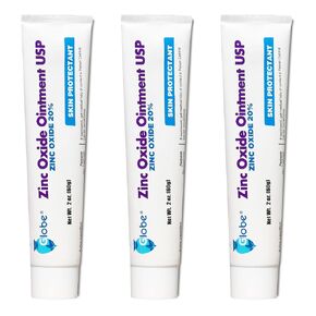 Globe Zinc Oxide Ointment 20%| 2 Ounce Tube (3 Pack) (Total 6 oz) | Advanced Skin Protection | for Diaper Rash, Relief from Poison Ivy, Sumac & Oak, Protects from Wetness, Protects Chafed Skin in Saudi Arabia