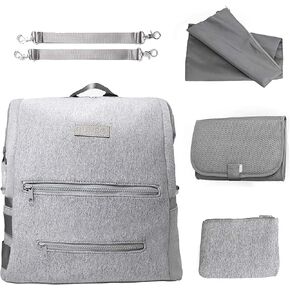 Neoprene Minimalist Backpack Diaper Bag with Pouch, Changing Pad, and Stroller Straps, Water Resistant and Lightweight, Cream in Kuwait