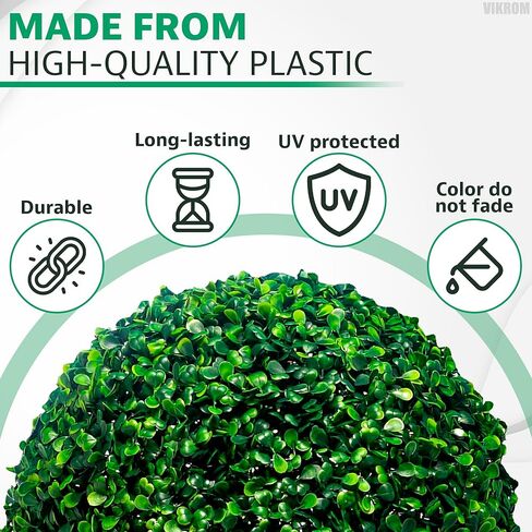 فيكروم 2 قطعة 15.7 انش كرات نباتات اصطناعية من خشب البقس الصناعي لتزيين الفناء الخلفي والشرفة والحديقة وديكور الزفاف in Kuwait