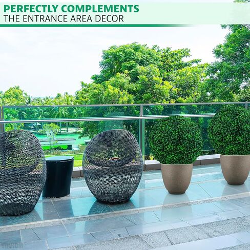 فيكروم 2 قطعة 15.7 انش كرات نباتات اصطناعية من خشب البقس الصناعي لتزيين الفناء الخلفي والشرفة والحديقة وديكور الزفاف in Kuwait