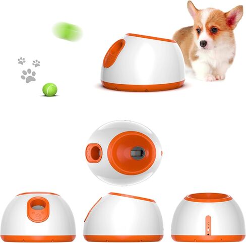 Black Rhino Automatic Ball Launcher for Dogs - Toy Exercise Equipment, Dog Fetch Ball Dispenser - Interactive Ball Popper Device - Ball Shooter Machine for Dogs (Indoor & Outdoor) - Orange in Kuwait