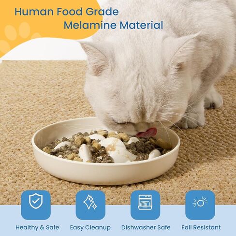 Iunpvet Ceramic Cat Slow Feeder Food Bowl, Higher Edges Non-Spill Design Fun Cat Puzzle Feeder Bowl, Anti Vomiting Anti Gulping Healthy Eating Diet Pet Bowls for Small Pets(Ceramic+Circular+White) in Saudi Arabia