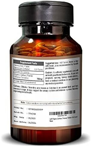 Uplift Organic Tribulus Terrestris (Gokharu) Tablets-120 Count |100% Pure & Natural Herbal Supplement | May Promote Stamina and Energy| Supports Kidney & Urinary System in Saudi Arabia