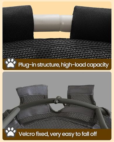 Hzuaneri Oval Raised Cat Bed Elevated Pet Hammock for Kitty Cat Small Dog with Pompom, Detachable and Washable, Easy Assembly Cat Cot Excellent Breathability, for Indoors & Outdoors, Black PB06701X in Kuwait