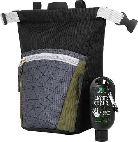 Chalk Bag for Rock Climbing with Liquid Chalk and Carbine, Large Chalk Bucket Bouldering with Magnetic Closure, Zippered Pocket, Brush Holders in Kuwait