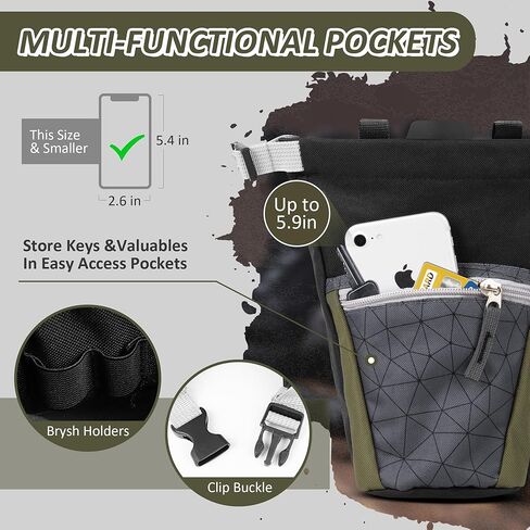 Chalk Bag for Rock Climbing with Liquid Chalk and Carbine, Large Chalk Bucket Bouldering with Magnetic Closure, Zippered Pocket, Brush Holders in Kuwait