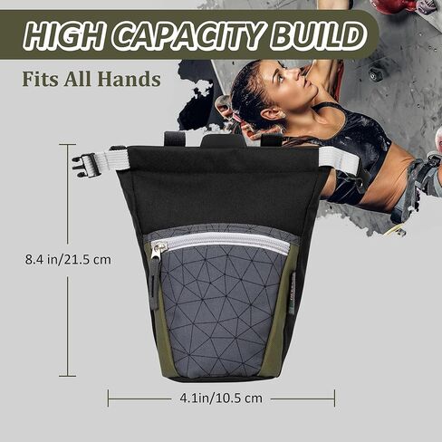 Chalk Bag for Rock Climbing with Liquid Chalk and Carbine, Large Chalk Bucket Bouldering with Magnetic Closure, Zippered Pocket, Brush Holders in Kuwait