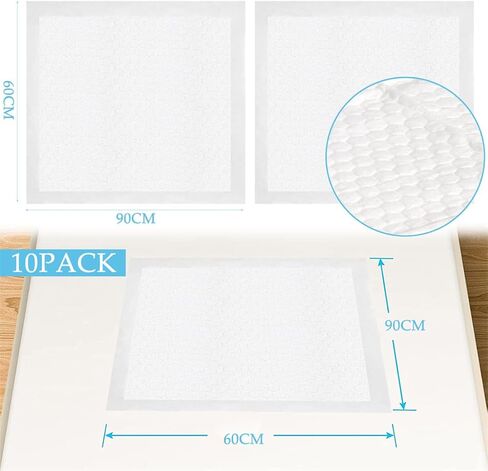 وسادات سرير كبيرة للاستعمال مرة واحدة، مكونة من 10 قطع مقاس 60 × 90 سم، وسادة تغيير الحفاضات، مفارش سرير فائقة الامتصاص لكبار السن والبالغين والأطفال والحيوانات الأليفة in Kuwait