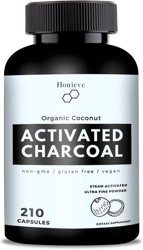 Honieve Charcoal Pills 800mg | Activated Charcoal from Coconut Shells | 100% Natural Detox Cleanse | Gas & Heartburn Relief in Saudi Arabia