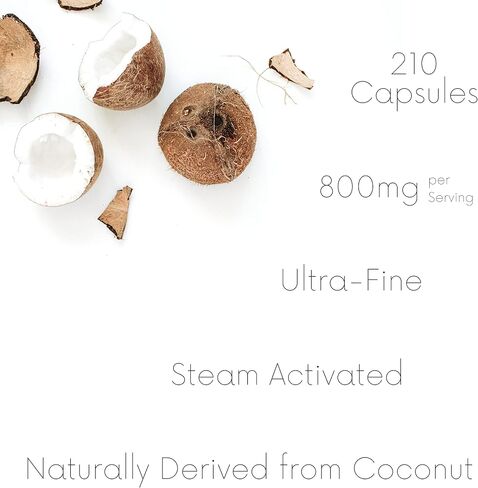 Honieve Charcoal Pills 800mg | Activated Charcoal from Coconut Shells | 100% Natural Detox Cleanse | Gas & Heartburn Relief in Saudi Arabia