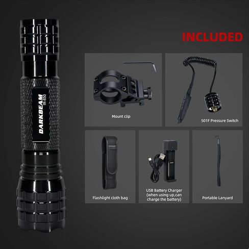 DARKBEAM مصباح يدوي أخضر تكتيكي LED قابل لإعادة الشحن، قابل للتكبير محمول باليد، ضوء أخضر لصيد الأسماك والصيد والتصوير الفلكي in Kuwait