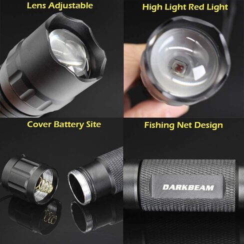 DARKBEAM IR مصباح يدوي بالأشعة تحت الحمراء 940 نانومتر أضواء LED صغيرة للرؤية الليلية، شعلة إضاءة تكتيكية محمولة قابلة لإعادة الشحن، تركيز قابل للتعديل للصيد والمراقبة والبحث، مع مشبك in Kuwait
