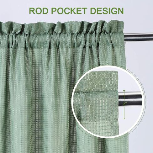 IDEALHOUSE Grey Tier Curtains,Waffle Woven Textured Short Window Curtain for Cafe,Bathroom,Kitchen & Kids Bedroom Rod Pocket Curtains (2 Panels, 30Inch Wide by 36Inch Long) in Saudi Arabia