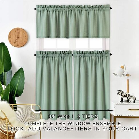 IDEALHOUSE Grey Tier Curtains,Waffle Woven Textured Short Window Curtain for Cafe,Bathroom,Kitchen & Kids Bedroom Rod Pocket Curtains (2 Panels, 30Inch Wide by 36Inch Long) in Saudi Arabia