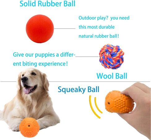 Volacopets Puppy Balls - Pack with Different Functions & Teething Toys for Small Dogs, Squeaky Dog Balls, Rubber Chew Toys for Enrichment in Kuwait