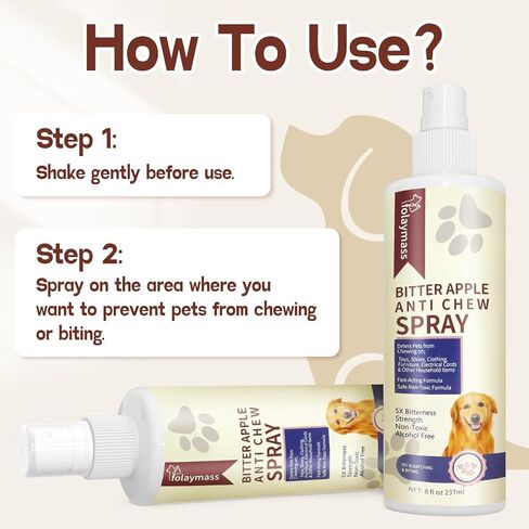 folaymass No Chew Spray for Dogs, Dog & Cat Deterrent Spray, Bitter Apple Spray for Dogs to Stop Chewing, Dog Training & Behavior Aids in Kuwait