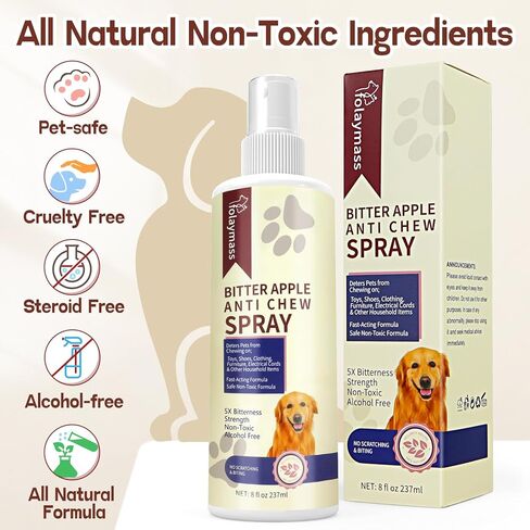 folaymass No Chew Spray for Dogs, Dog & Cat Deterrent Spray, Bitter Apple Spray for Dogs to Stop Chewing, Dog Training & Behavior Aids in Kuwait
