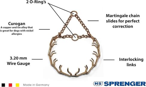 Herm Sprenger Curogan Prong Dog Training Collar Ultra-Plus Pet Pinch Collar Hypoallergenic Nickel Free No-Pull Collar for Dogs Made in Germany 2.25mm x 16in Small in Kuwait