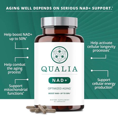 NEUROHACKER COLLECTIVE Qualia NAD+ مكمل نيكوتيناميد ريبوسيد nr، يمكن أن يعزز مستويات NAD+ حتى 50% مع: NR (نيكوتيناميد ريبوسيد من NIAGEN)، النياسين والنياسيناميد - نباتي (56 كبسولة) in Saudi Arabia