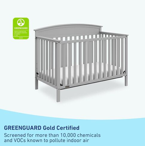سرير أطفال Graco Benton 5 في 1 قابل للتحويل مع درج (أسود) - يتحول من سرير أطفال إلى سرير طفل صغير، سرير نهاري وسرير كامل الحجم، يناسب مرتبة سرير أطفال قياسية كاملة الحجم، قاعدة دعم مرتبة قابلة للتعديل in Kuwait