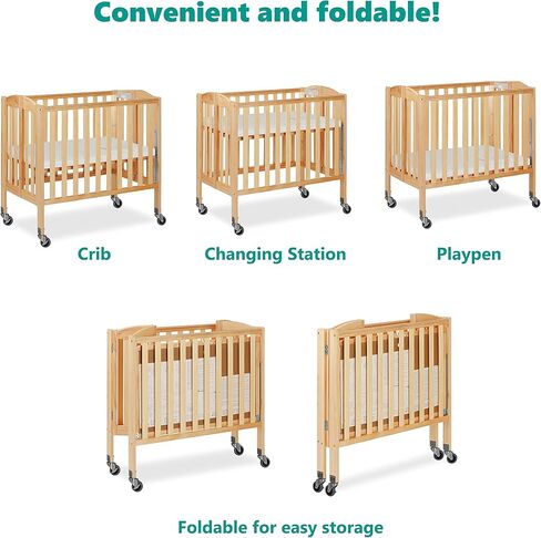 Dream On Me, 3-in-1 Folding Portable Crib with Dream On Me 3 Portable Crib Mattress, White in Kuwait