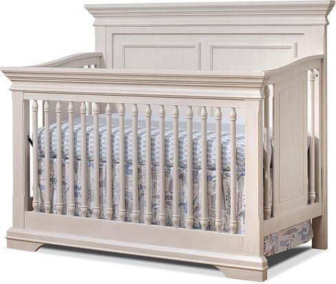 Sorelle Furniture Portofino Crib, Classic 4-In-1 Convertible Crib, Crib Made of Wood, Non-Toxic Finish, Wooden Baby Bed, Toddler Bed, Child’s Daybed and Full-Size Bed, Nursery Furniture-Weathered Gray in Kuwait