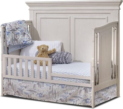 Sorelle Furniture Portofino Crib, Classic 4-In-1 Convertible Crib, Crib Made of Wood, Non-Toxic Finish, Wooden Baby Bed, Toddler Bed, Child’s Daybed and Full-Size Bed, Nursery Furniture-Weathered Gray in Kuwait