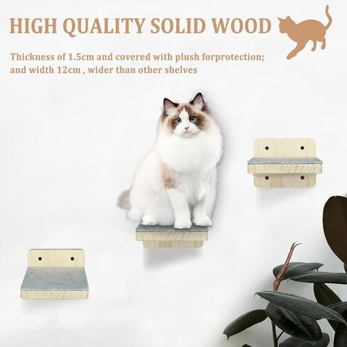 أرفف حائط للقطط، أرجوحة للقطط، أرفف ومجاثم للقطط مع 3 خطوات، عمود خدش للقطط، سرير للقطط داخلي مثبت على الحائط، رف خشبي لتسلق القطط مع غطاء قطيفة، هدية خدش للقطط الصغيرة in Kuwait