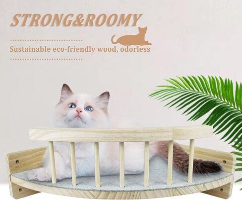 أرفف حائط للقطط، أرجوحة للقطط، أرفف ومجاثم للقطط مع 3 خطوات، عمود خدش للقطط، سرير للقطط داخلي مثبت على الحائط، رف خشبي لتسلق القطط مع غطاء قطيفة، هدية خدش للقطط الصغيرة in Kuwait