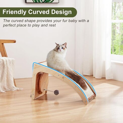 BSRGMS Large Cat Scratcher, Natural Sisal Cat Scratch Pad,4 in 1 Cat Scratching Post with Turntable Toy Spring Ball for Indoor Cats, Vertical Cat Scratching Board with Wood Frame, Protect Furniture in Kuwait