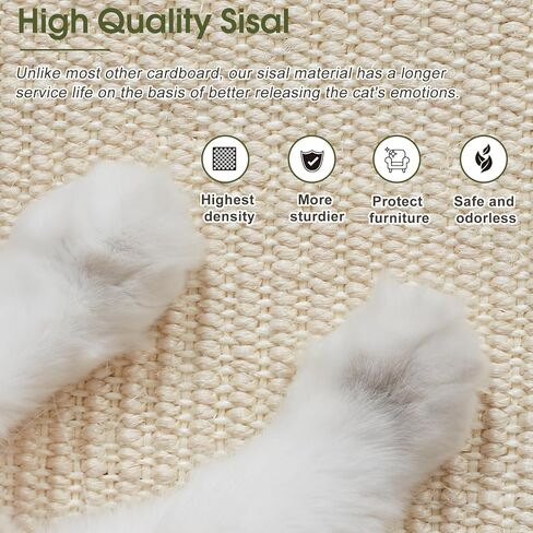 BSRGMS Large Cat Scratcher, Natural Sisal Cat Scratch Pad,4 in 1 Cat Scratching Post with Turntable Toy Spring Ball for Indoor Cats, Vertical Cat Scratching Board with Wood Frame, Protect Furniture in Kuwait