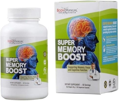 Body Manual Super Memory Boost | Enhances Brain Function & Memory | Formulated with Turmeric & Pterostilbene to Reduce Inflammation | Gluten, Soy, and Dairy Free (30 Servings, 30 Packets) in Kuwait