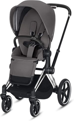 Cybex Priam 3 Complete Stroller, One-Hand Compact Fold, Reversible Seat, Smooth Ride All-Wheel Suspension, Extra Storage, Adjustable Leg Rest, Indigo Blue with Chrome/Black Frame in Saudi Arabia
