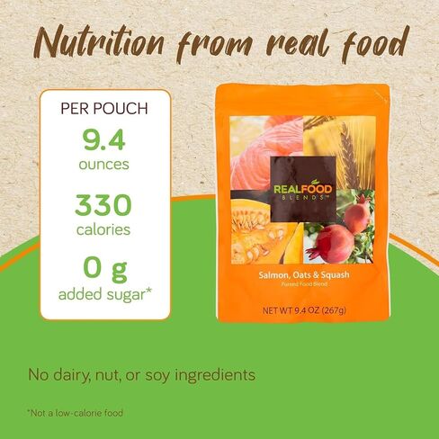 Real Food Blends Quinoa, Kale & Hemp - Pureed Food Meal for Feeding Tubes, 9.4 oz Pouch (Pack of 12 Pouches) in Kuwait