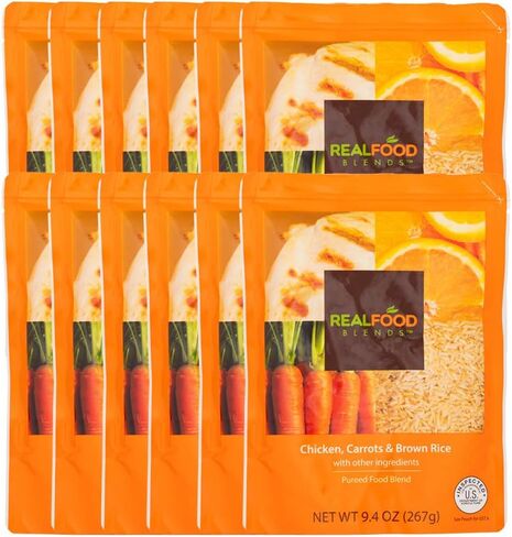 Real Food Blends Quinoa, Kale & Hemp - Pureed Food Meal for Feeding Tubes, 9.4 oz Pouch (Pack of 12 Pouches) in Kuwait