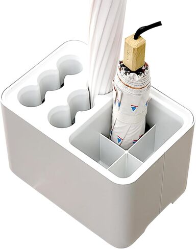 حامل مظلة حامل مظلة من توركينج مع صينية تنقيط، حامل تخزين المظلة رف تصريف للمدخل، منظم مظلة بلاستيكية يحمل 10 مظلات طويلة وقصيرة لديكور المنزل والمكتب in Kuwait