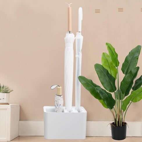 حامل مظلة حامل مظلة من توركينج مع صينية تنقيط، حامل تخزين المظلة رف تصريف للمدخل، منظم مظلة بلاستيكية يحمل 10 مظلات طويلة وقصيرة لديكور المنزل والمكتب in Kuwait