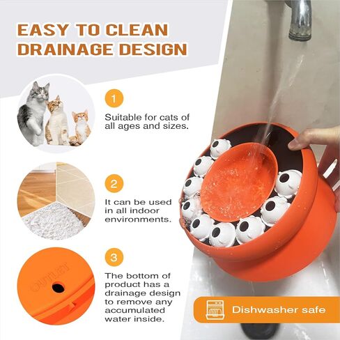 Cat Slow Feeder, Raised Cat Dog Food Bowls with Stand,Cat Puzzles Feeder Rotating Slow Feeder,Non-Slip Food Bowls Slow Eating Cat Feeder Preventing Choking (Orange) in Kuwait