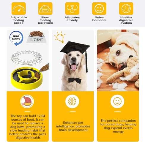 وعاء تغذية بطيء للكلاب غير قابل للانزلاق بسعة كبيرة للكلاب الكبيرة والمتوسطة والصغيرة، احجية طعام بطيئة الاكل لمنع الاختناق in Kuwait