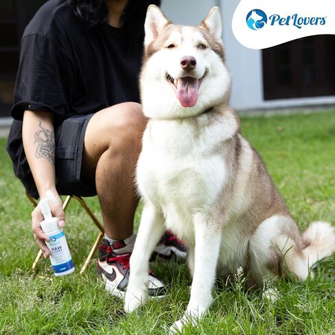 PetLovers No-Rinse Dog & Cat Paw Cleaner - Waterless Foaming Cleanser with Silicone Brush - Gentle, Natural Unscented Deep Cleaning & Moisturizing Paw Cleaner for Dogs - Helps with Dryness & Cracking in Kuwait