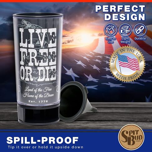 تعال وخذها رقم 2 من Spit Bud - المبصقة المثالية للمضغ - كوب للغمس والاستنشاق قابل للحمل مع غطاء، وعروة منبثقة، وقمع مضاد للانسكاب، وقطاعة وحامل - يناسب حاملات الأكواب - يحمل 8 أونصة - صنع في الولايات المتحدة الأمريكية in Kuwait
