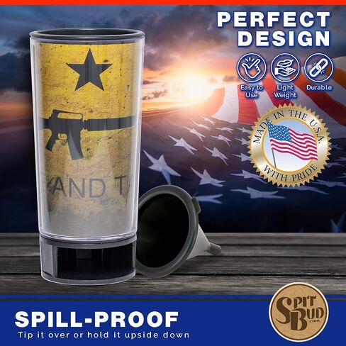 تعال وخذها رقم 2 من Spit Bud - المبصقة المثالية للمضغ - كوب للغمس والاستنشاق قابل للحمل مع غطاء، وعروة منبثقة، وقمع مضاد للانسكاب، وقطاعة وحامل - يناسب حاملات الأكواب - يحمل 8 أونصة - صنع في الولايات المتحدة الأمريكية in Kuwait