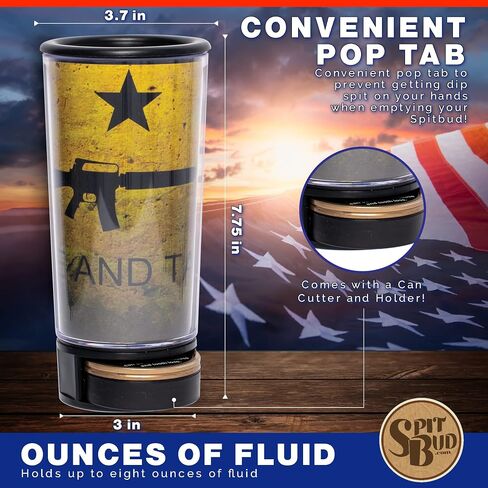 تعال وخذها رقم 2 من Spit Bud - المبصقة المثالية للمضغ - كوب للغمس والاستنشاق قابل للحمل مع غطاء، وعروة منبثقة، وقمع مضاد للانسكاب، وقطاعة وحامل - يناسب حاملات الأكواب - يحمل 8 أونصة - صنع في الولايات المتحدة الأمريكية in Kuwait