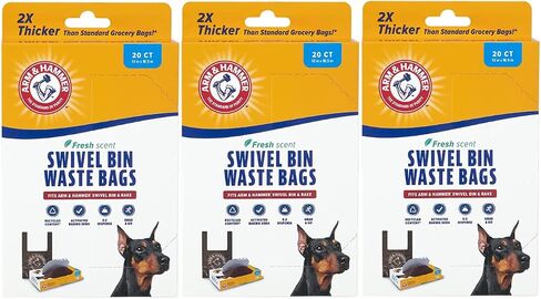Swivel Bin Waste Bag and Rake Dog Pooper Scooper, Refill Bags (3-Pack, 20 Count) in Saudi Arabia