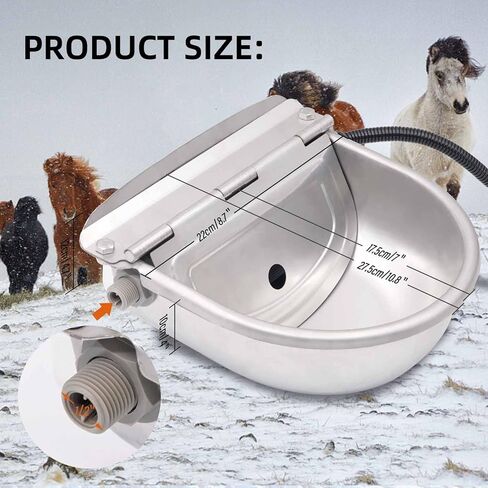 MUDUOBAN وعاء الماء الساخن التلقائي في الهواء الطلق الفولاذ المقاوم للصدأ وعاء تسخين لفصل الشتاء الحيوانات الأليفة وعاء حراري مع صمام الكرة تعويم للكلاب الحصان الماعز الماشية خنزير الأغنام الماشية الحيوان in Kuwait