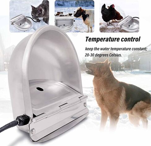 MUDUOBAN وعاء الماء الساخن التلقائي في الهواء الطلق الفولاذ المقاوم للصدأ وعاء تسخين لفصل الشتاء الحيوانات الأليفة وعاء حراري مع صمام الكرة تعويم للكلاب الحصان الماعز الماشية خنزير الأغنام الماشية الحيوان in Kuwait