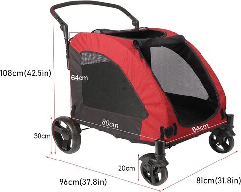MYOYAY Dog Stroller Foldable Pet Jogger Stroller for Single or Multiple Medium And Large Dogs Travel Carrier Breathable Animal Stroller with 4 Wheels Easily Walk in/Out Up to 120 lbs 31.8x37.8x42.5 In in Saudi Arabia