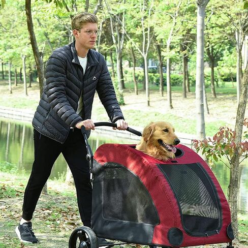 MYOYAY Dog Stroller Foldable Pet Jogger Stroller for Single or Multiple Medium And Large Dogs Travel Carrier Breathable Animal Stroller with 4 Wheels Easily Walk in/Out Up to 120 lbs 31.8x37.8x42.5 In in Saudi Arabia